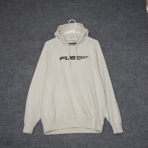FuelFest Graphic Hoodie Mens L Cream GOOD Car Culture Drift Racing - Picture 4 of 7